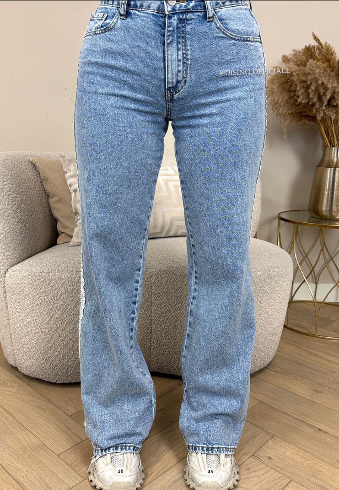 BLUE JEANS - STRETCH LACE STRIPED WIDE LEG JEANS