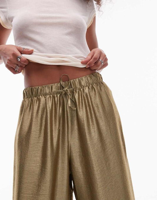 Festival Gold Satin Wide Leg Pants