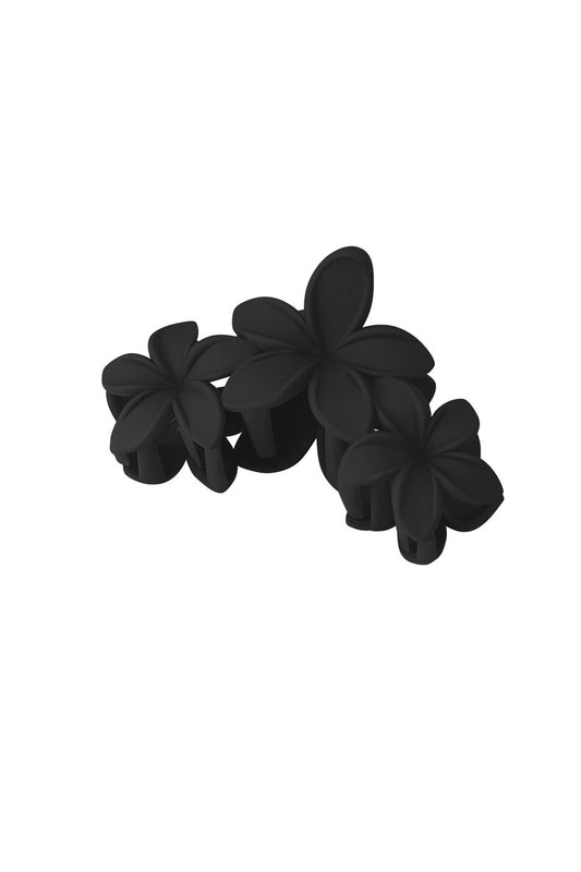 Zwarte haarclip met grote bloemen, een elegant en tijdloos accessoire dat je look compleet maakt.