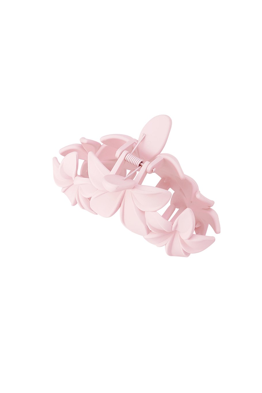 Zachte roze haarclip met grote bloemen, een schattig en opvallend accessoire voor je haar.